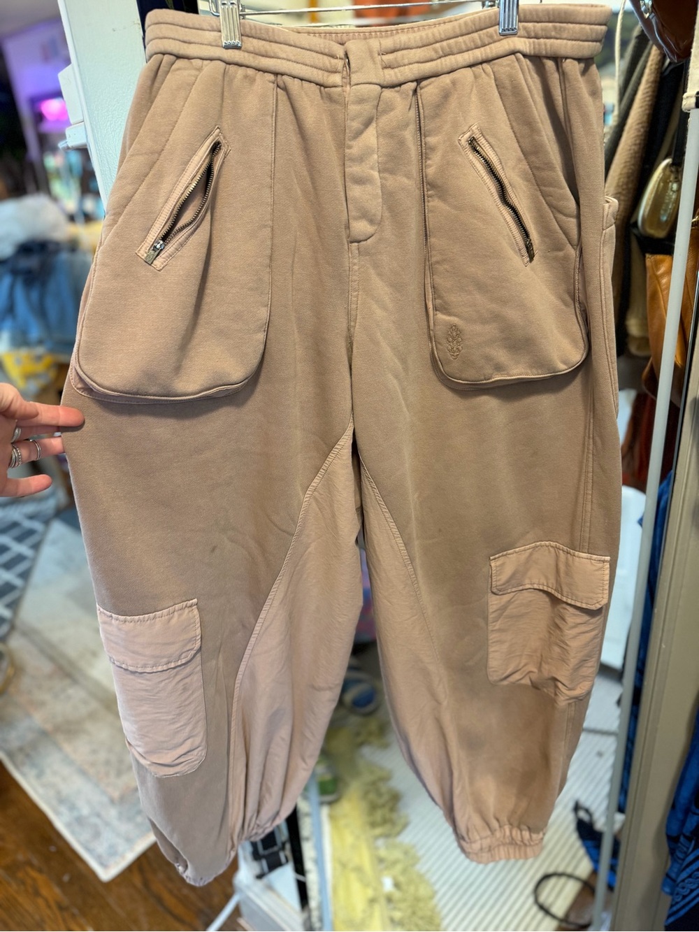 Free People Dusty Taupe Utility Jogger Pants